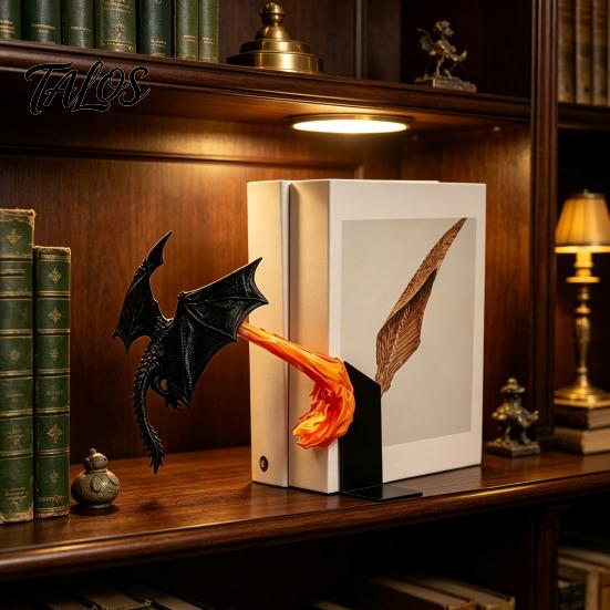Feuerspeiende Drachenfigur für Schreibtisch Bücherregal Dekoration, 3D-gedruckter Drache, Fantasy Flug Sammlerstücke Thema Dekorationen Skulptur Haus