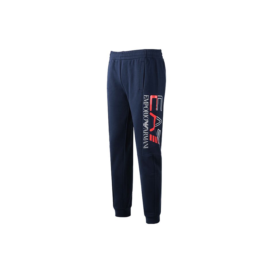 Emporio Armani EA7 SS23 Logo Print Drawstring Cuffed Knit Sports Pants Men Bottoms Navy-Blue 3RPP56-PJLSZ-1554