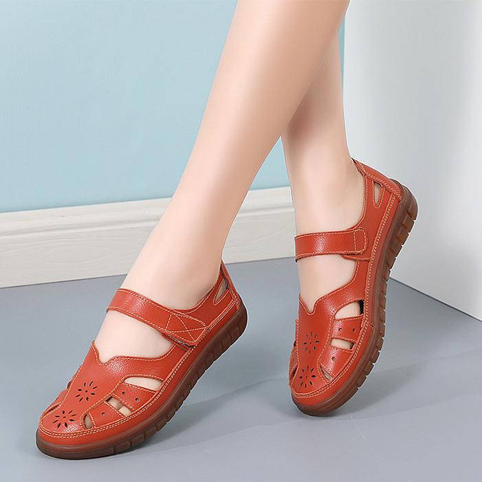 

Women Sandals Summer Ladies Girls Comfortable Ankle Hollow Round Toe Sandals Woman Soft Beach Sole Female Shoes for Women 42EU/CN43 помаранчевий