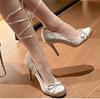 Fashion Spring/summer Designer, Cross-strap Women's Heels Fashion Light Bow Elegant Stripper Party