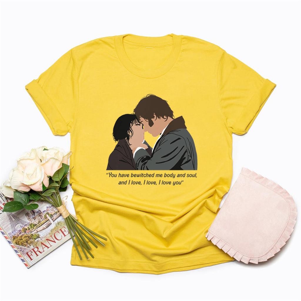 Pride and Prejudice T-Shirt Jane Austen Shirt Mr Darcy Tee Women Short Sleeve T-shirts You Bewitched My Body and Soul T Shirts