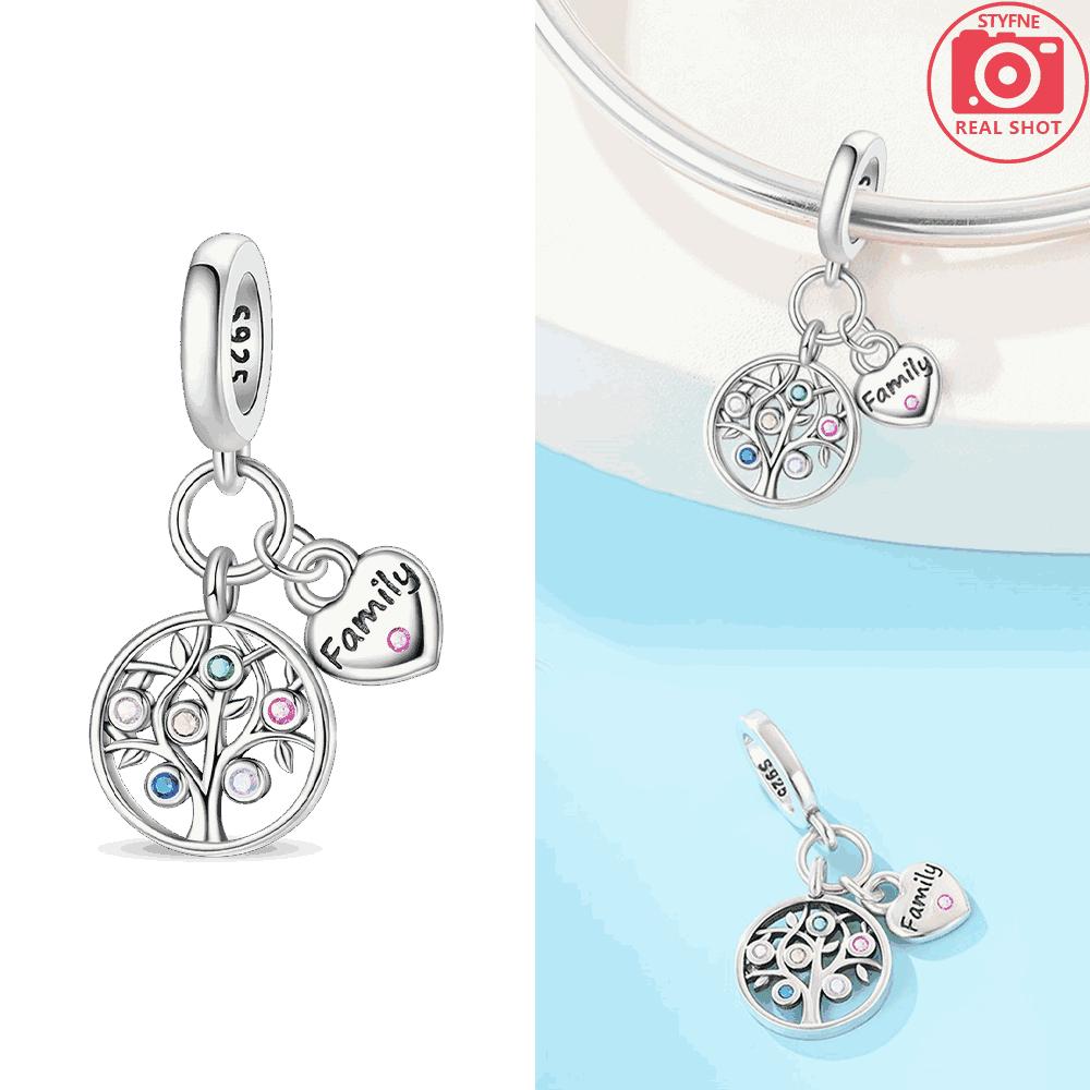 Original Charms Copper Certified Pink Heart Bow Pendant Blue Stars Moon Beads Fit Bracelet Women Jewelry Diy Gift