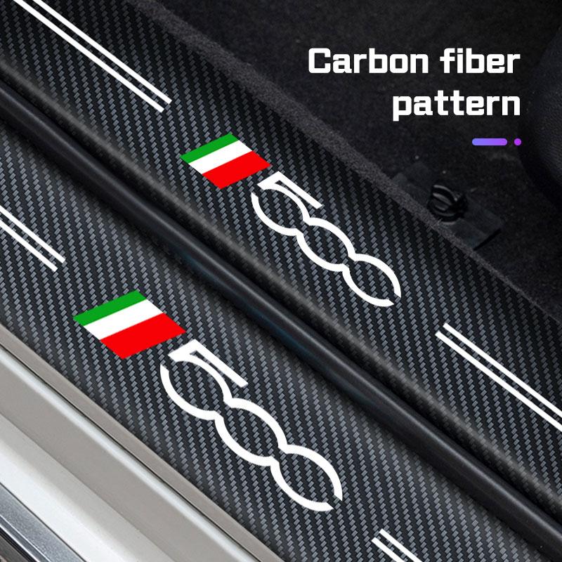 For Abarth 595 695 Abarth 124 500 500C 500L Tipo Bravo Car Threshold Strip Leather Carbon Fiber Car Door Sill Protection Sticker
