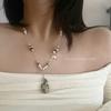 Hand-Woven Natural Stone Pendant Necklace - Light Luxury Choker