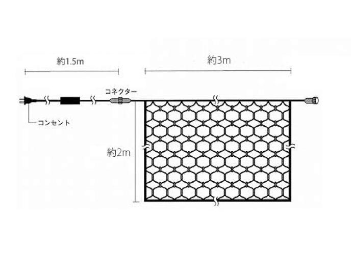 KOZUMUWAN LED Net Light, Illumination Light, Christmas Light, Classic, 360 Bulbs, 2M3M Length, Rainproof, Connectable, Controller Included, Memory
