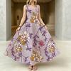 U-Neck Floral Sleeveless Women's Dress Lightweight Flowy,Loose Fit,Versatile for Beach Vacation,Daily Casual,Travel Photos