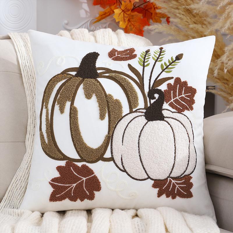 Halloween Thanksgiving Pillowcase Pumpkin Embroidered Velvet  Pillow Case Sofa Car Bedroom Decorative Cushion Cover