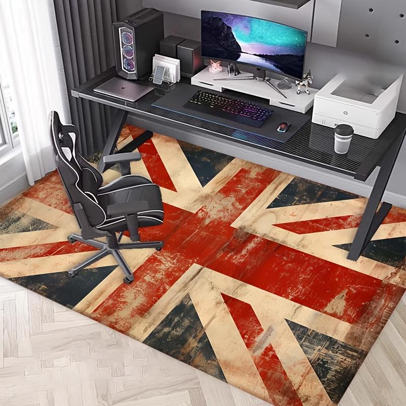 Vintage Union Jack Flag Printed Carpet - Large Polyester Floor Mat, Distressed Design for Living Room, Bedroom, Home Sofa Decor, Living Room