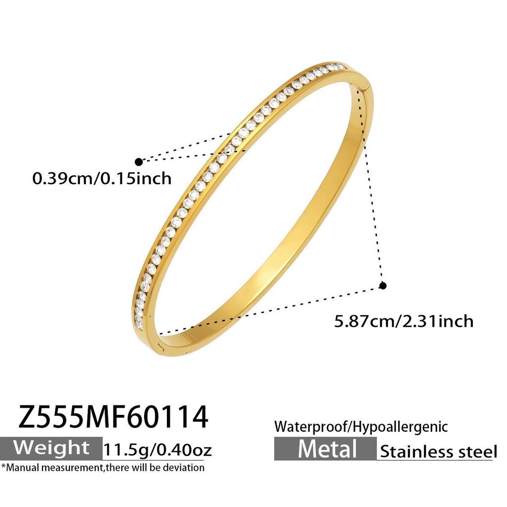 European Classic Zirconia Women's Bracelet: Stainless Steel Design with Rhinestones