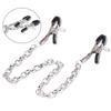 Erotic Nipple Clamps with Iron Chain and Leather Clips for Adult Pleasure