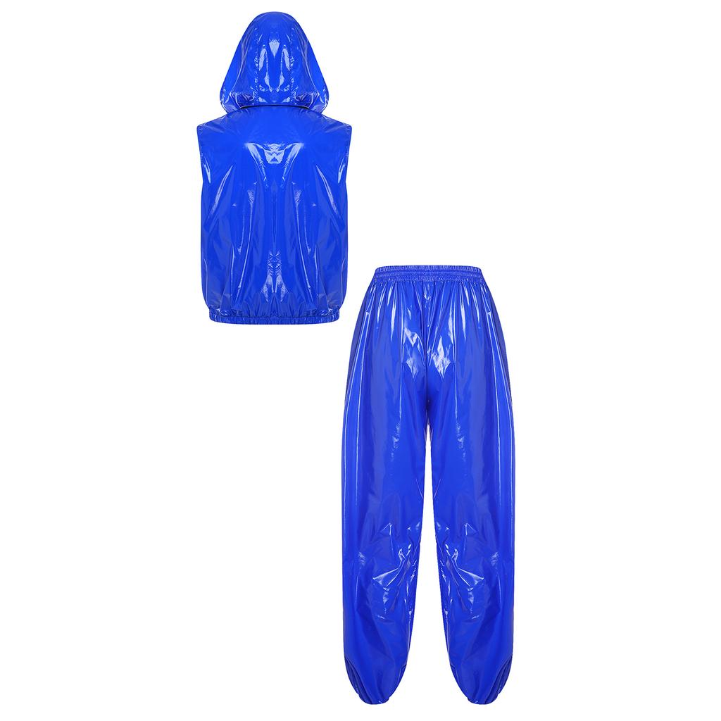 Men Waterproof Sports Tracksuit Front Zipper Sleeveless Vest with Detachable Hood and Jogging Pants for Workout Cycling Running Gym