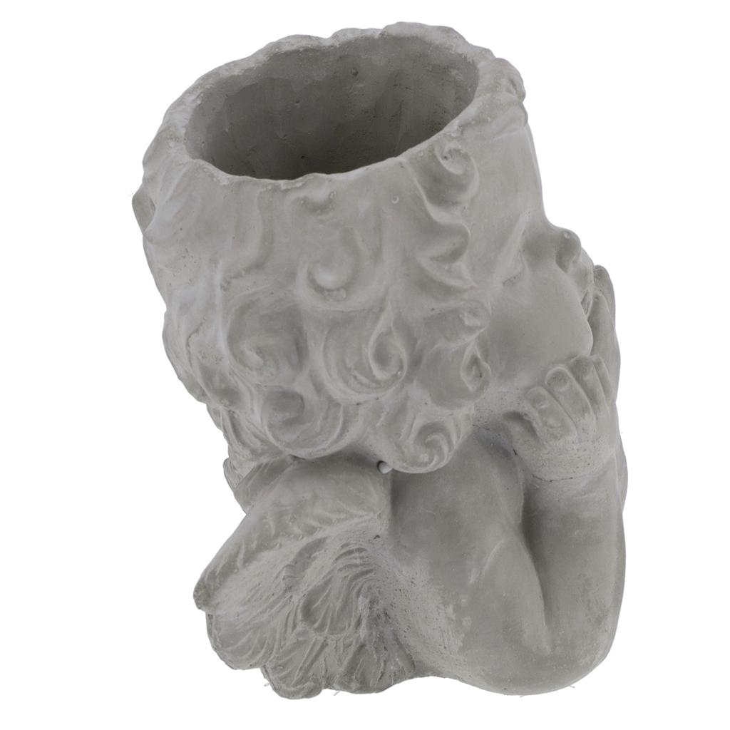 Small Retro Style Angel Vase Cement Angel Flower Pot Desktop Ornament for Living Room Garden