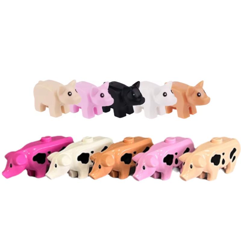 MOC Zoo Animals Building Blocks African Elephant Camel Deer Wolf Crocodile Tiger Lion Sheep Warhorse Mini Brick Kid Toy Gift S06