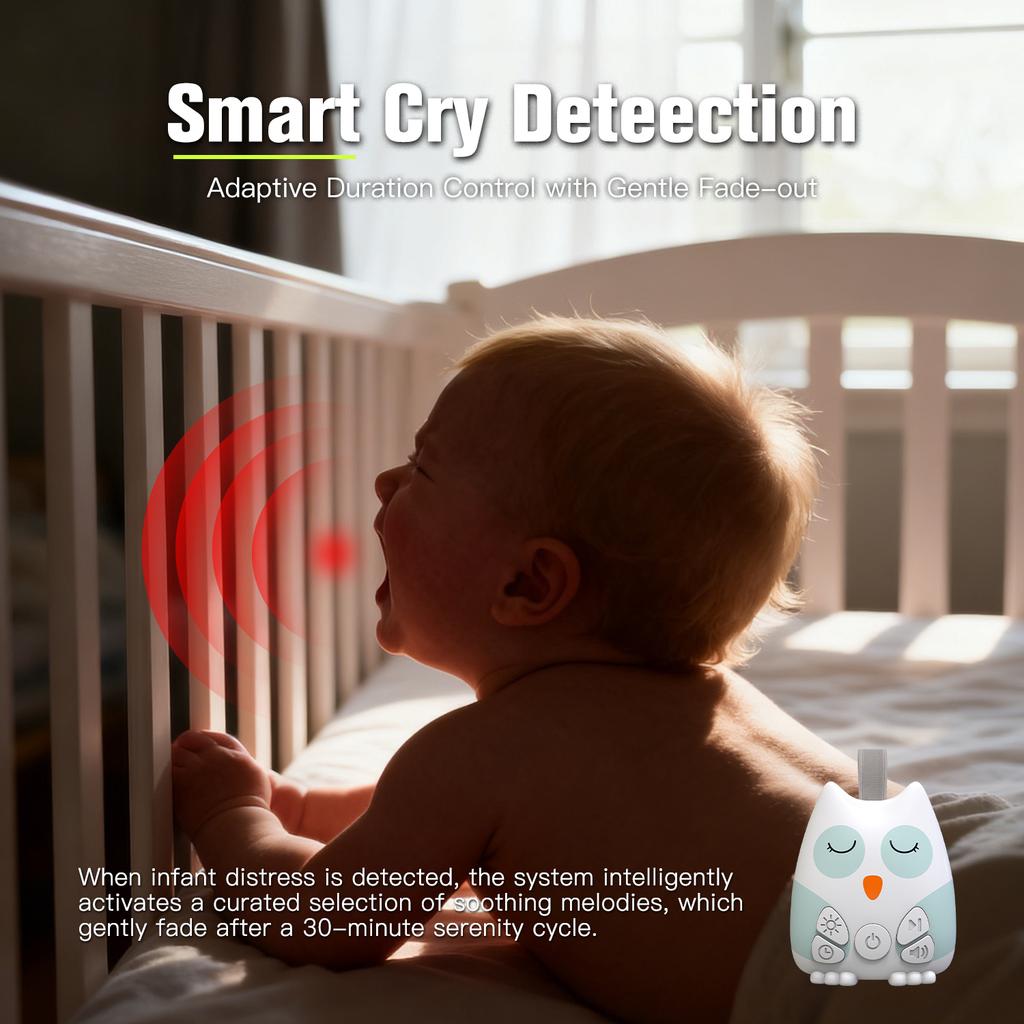 Portable White Noise Sound Machine for Baby 30 Soothing Sounds Crying Sensor for Infants with Night Light Timer Rechargeable
