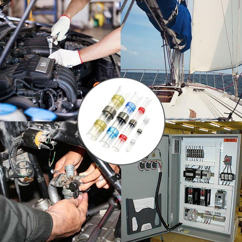 800 ks Sada konektorů pro dráty s pájecím těsněním, teplem smršťovací tupé elektrické drátové svorky