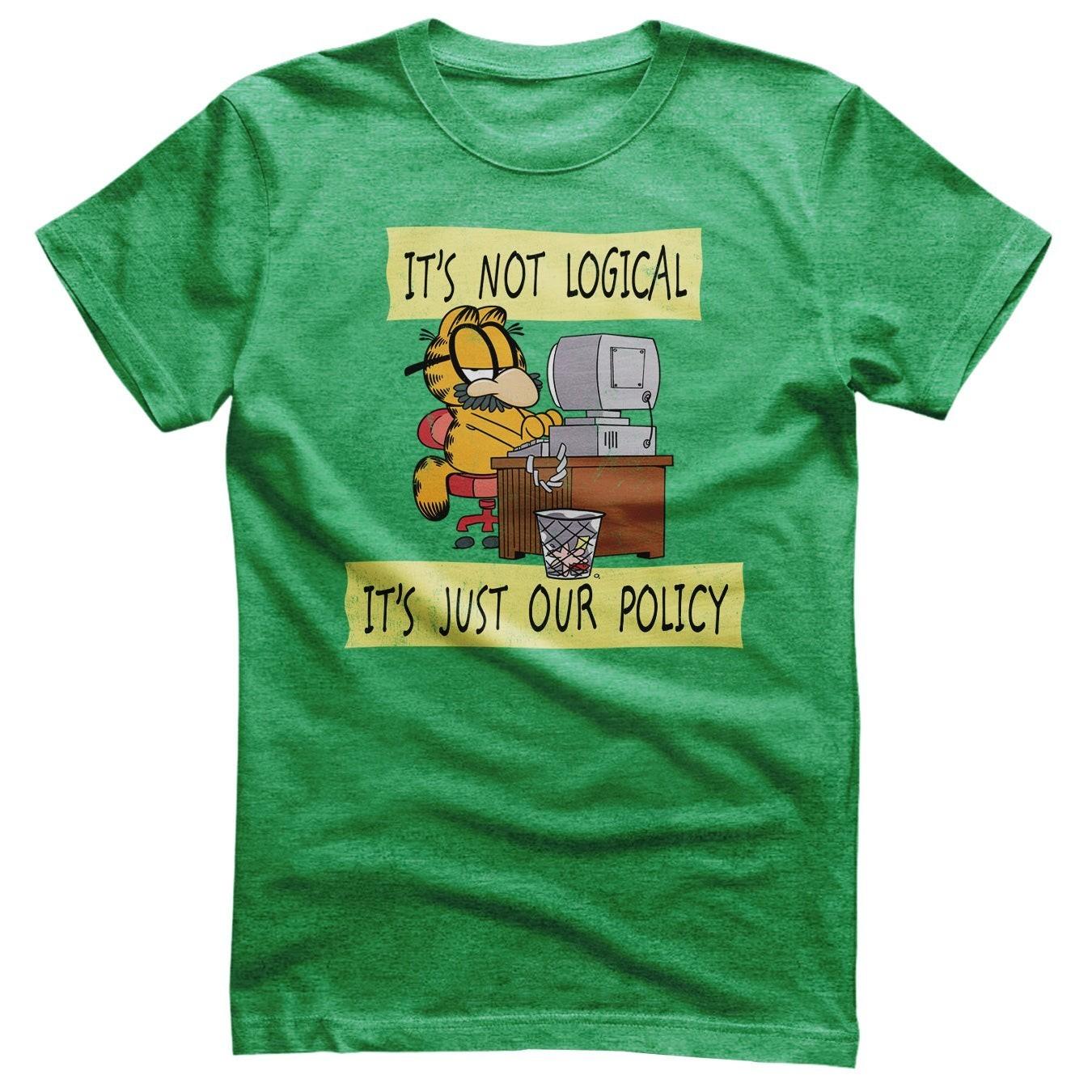 Licensed Garfield It s Not Logical it s Just Our Policy Mens T-Shirt L