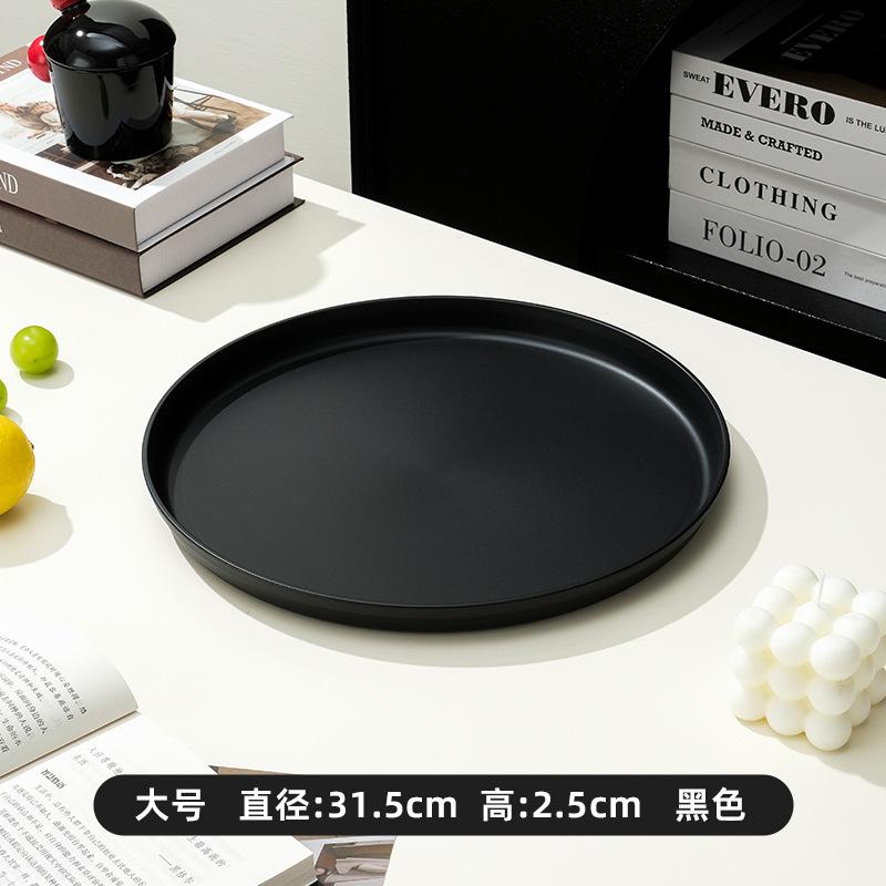 Chinese Black Tray Round Plastic Fruit Tray Tea Room Water Cup Tea Tray Snack Tray Afternoon Tea Dessert Tray