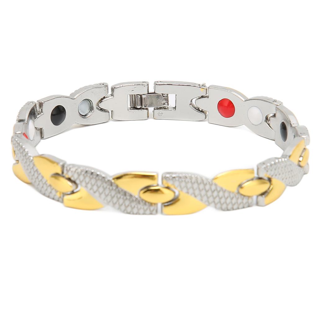 Brățară Magnetică din Oțel Bărbați Femei Elegantă Rafinată Elegantă Brățară Terapie Magnetică Bijuterie Cadou(Aur de argint )