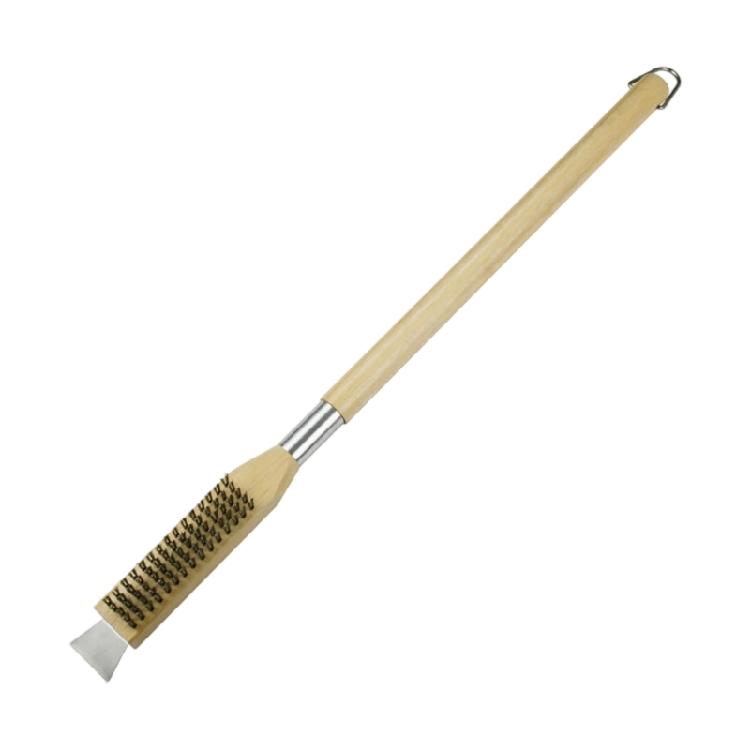 Heat Resistant Steel Bristles Cleaning Brush with Scraper and Removable Head For Pizza Oven Grill Stone Daily Cleaning