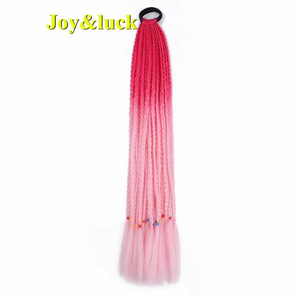 24 Zoll Ombre Yaki Straight Synthetische Haarverlängerungen Mädchen Farbe Geflochten Zopf Gummiband Box Braid
