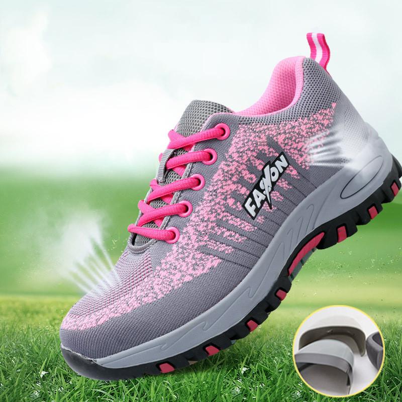 Damenmode atmungsaktive Stahlkappen Arbeitssicherheitsschuhe Arbeiter Werkzeug Sicherheitsschuh Damen Plateau sicher niedrige Stiefel Schutz