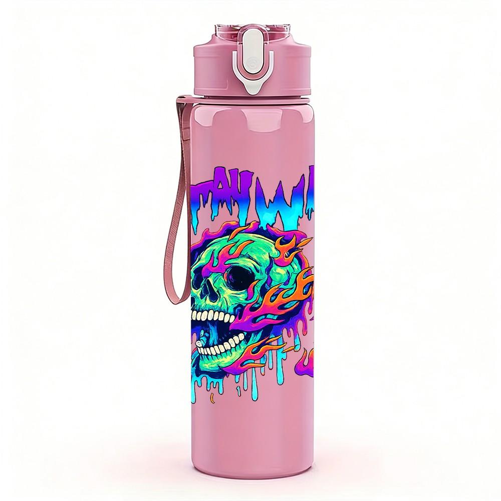 1PC Squidward Colorful Graffiti Art Print 750ml Color Plastic Sports Water Bottle Leakproof Flip Straw Lid Suitable for Sports Office Home Use