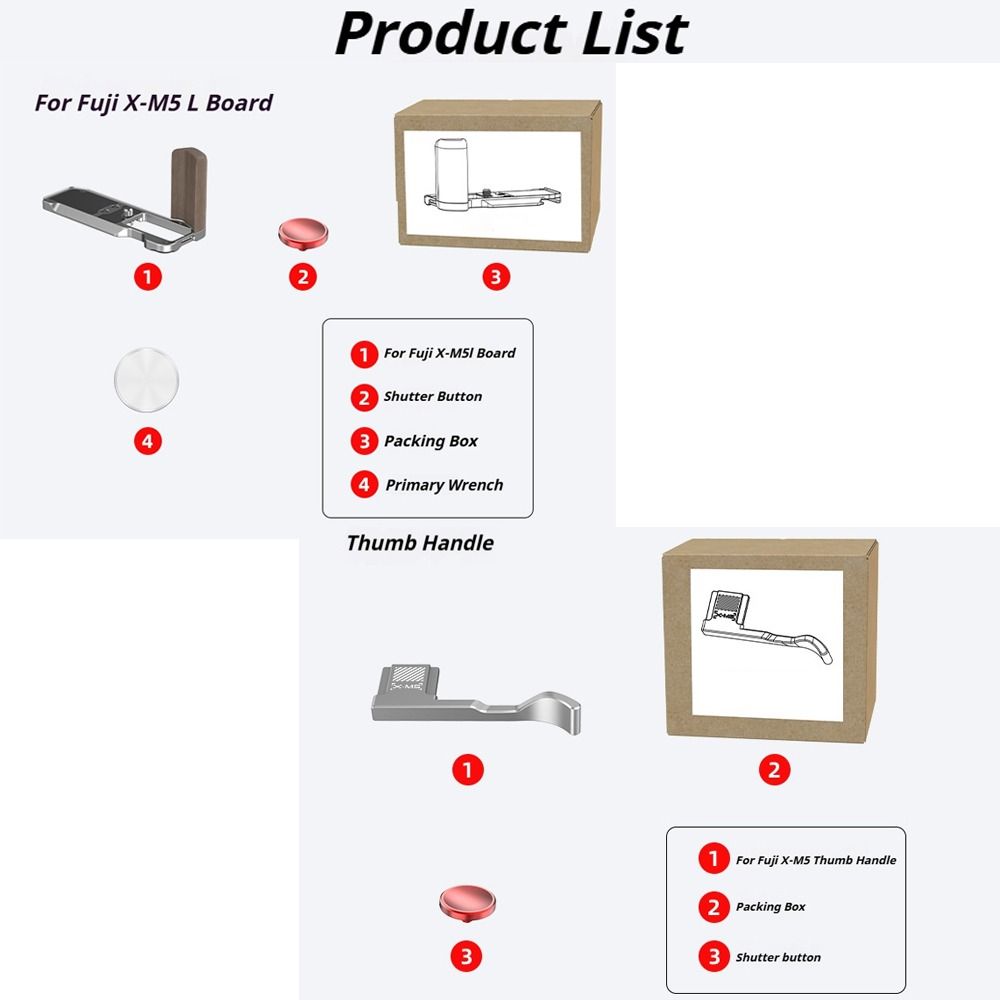 Quick Release Finger Grip Aluminum Shutter Button Kit L Plate Solid Wood Handle for Fuji X-M5