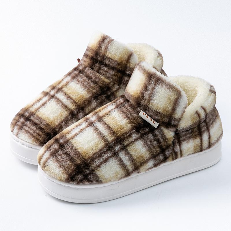 Baogen thick plush cotton slippers autumn and winter couple plush wear-resistant home comfortable warm snow boots