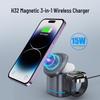 3-in-1 Magnetic Foldable Wireless Charger for Phones, Watches, and Earbuds - Fast Charging Compatible with Apple, Huawei, and Android.