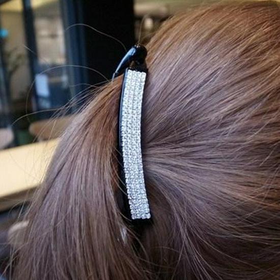 

F421 Заколка-банан вертикальная со стразами, полностью бриллиантовая, для хвостиков Large-Brown