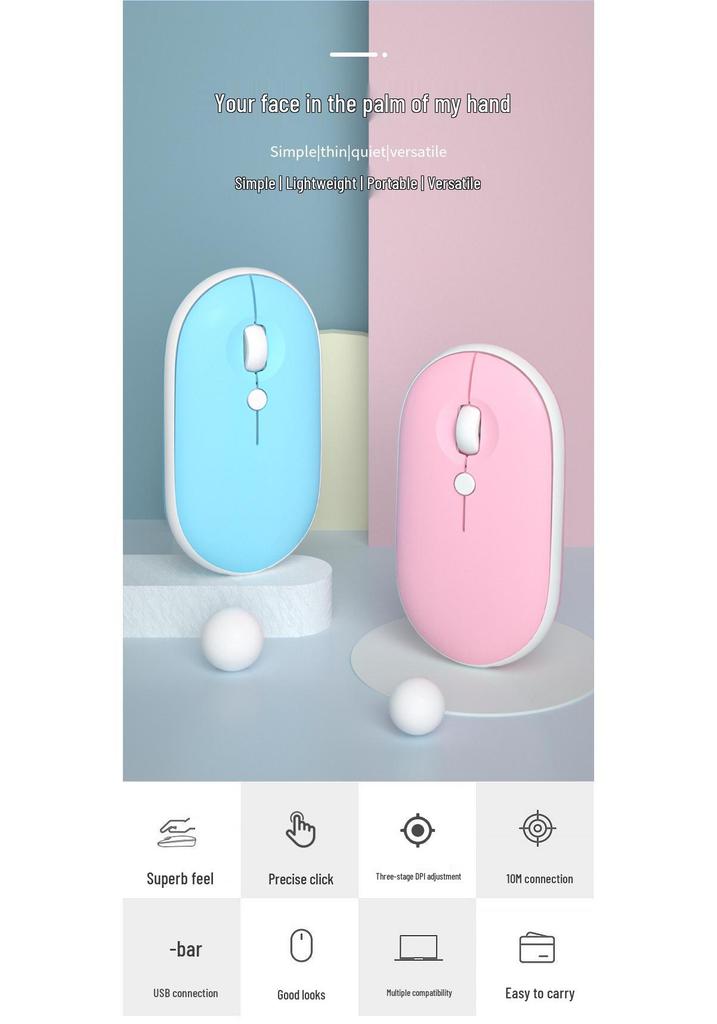 Xiantai Star Bluetooth Dual Mode Silent Wireless Mouse for Girls - Mini, Low Noise, for Laptop, Desktop, Office.