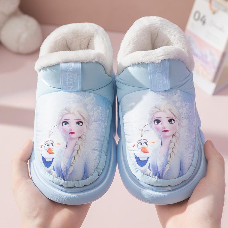 

Genuine Frozen Princess Elsa, older children s cotton slippers, women s home household bag and platform non-slip cotton shoes 28-29 [Inner length 18cm] синій