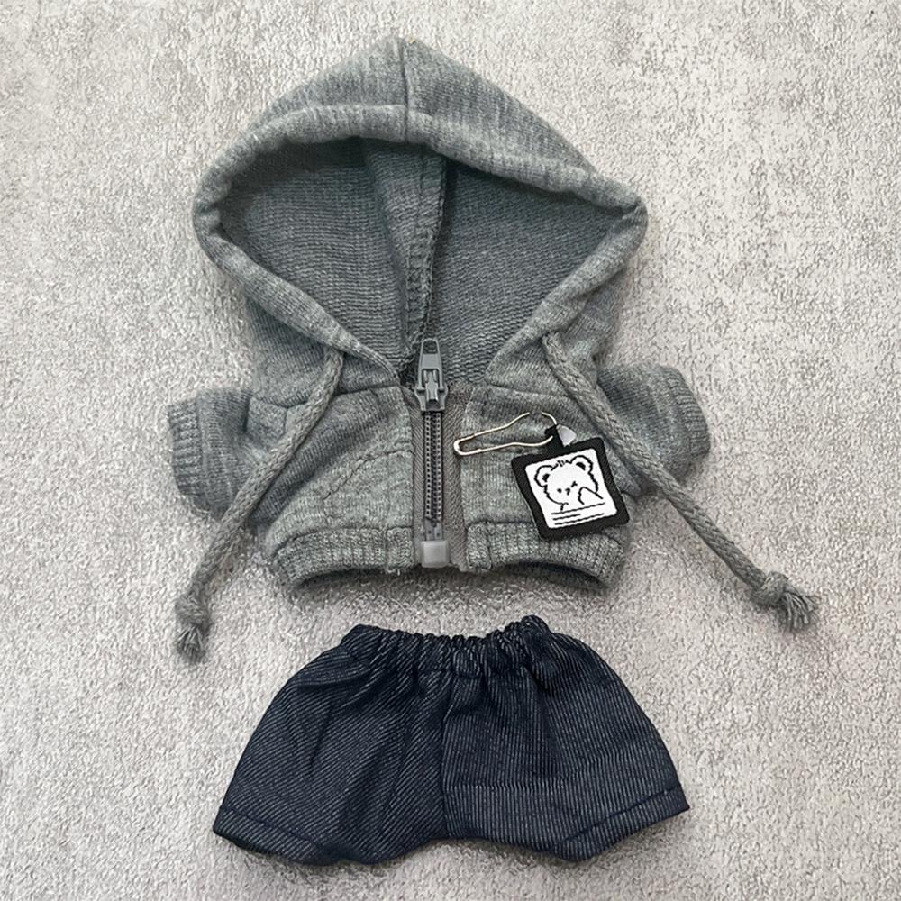 For Labubu Doll Clothes Hoodie Bear Shirt Set Clothes Replacement Labubu I II Idol Doll Sitting Party Accessorie