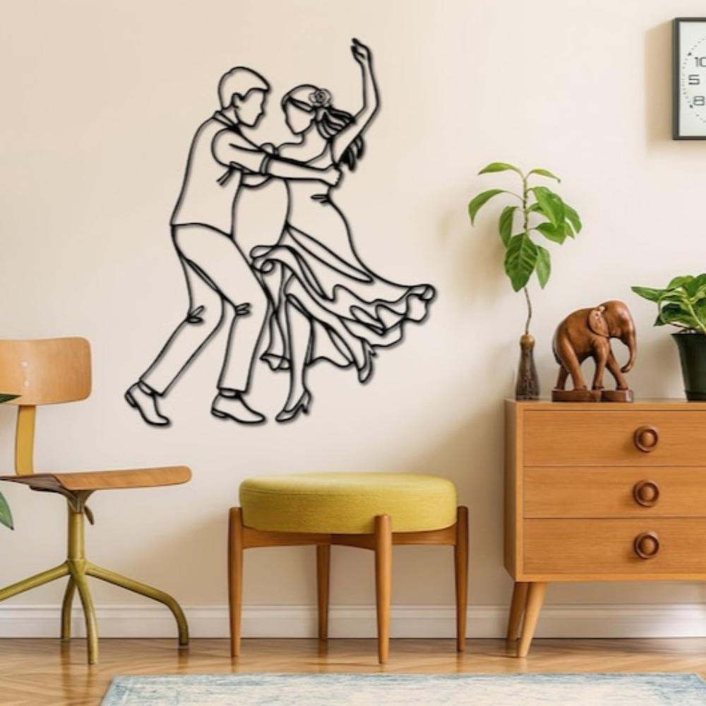 Metal Wall Art Dancing Couple, Romantic Line Art Decor, Latin Dance Metal Wall Sculpture, Flamenco Salsa Decor for Home