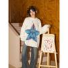 Five Pointed Star Women's Long Sleeved Sweater Round Neck Soft Women's Pullover Sweaters American Style Autumn Loose Woman Top