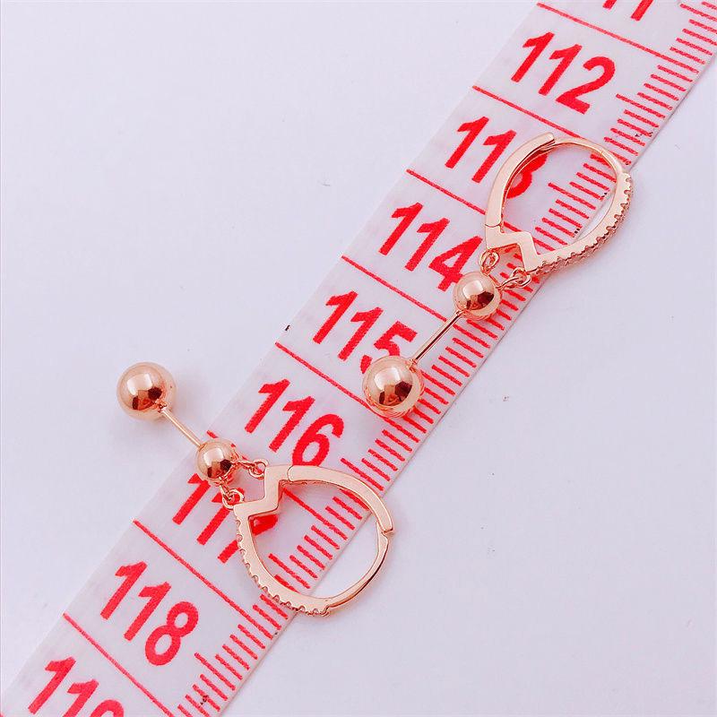 Starfuo 585 Rose Gold Plated Round Ball Earrings - Versatile Fashion in Russian Purple Gold.