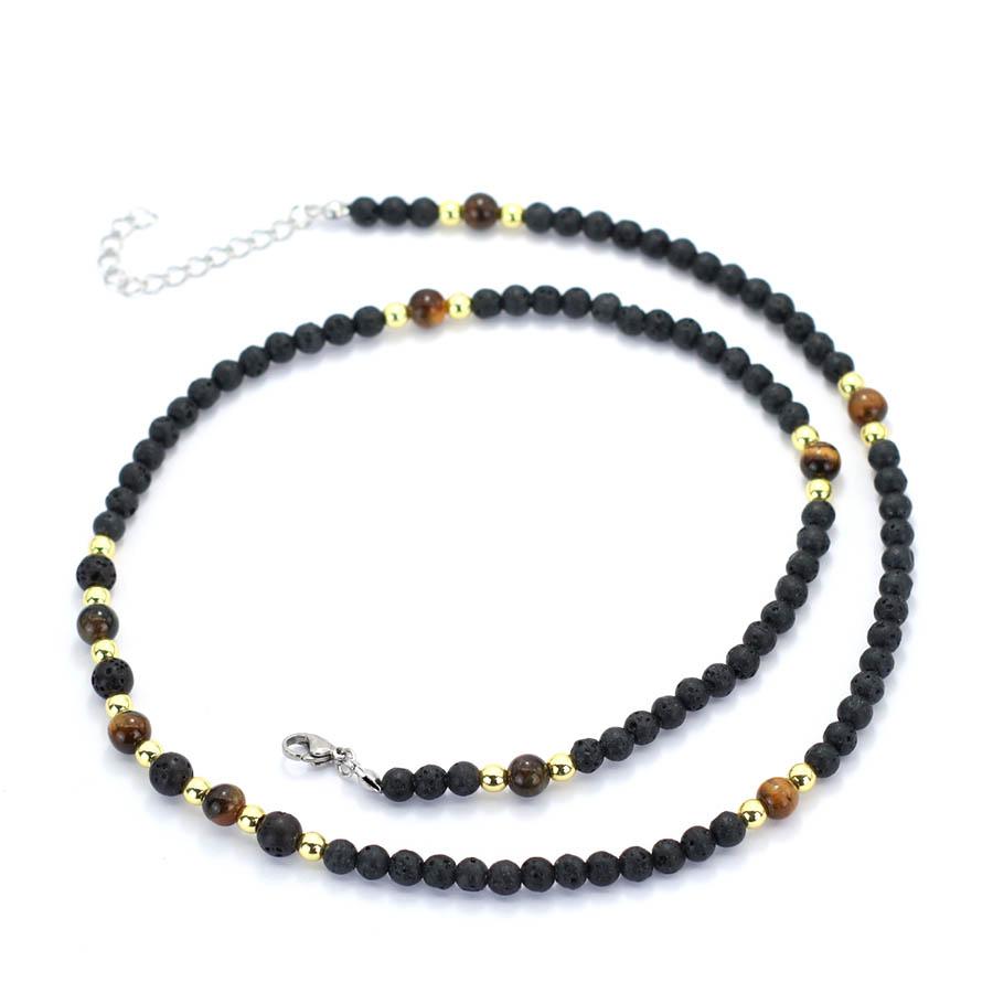 Stylish Natural Stone Necklace For Men Handmade 23 Inches Long Collar Unfading Hematite Stone Healing Neck Accessories Hombre