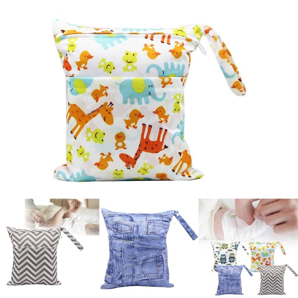 Asenappy Waterproof Baby Diaper Bag With Double Zipper Digital Print 30x36cm