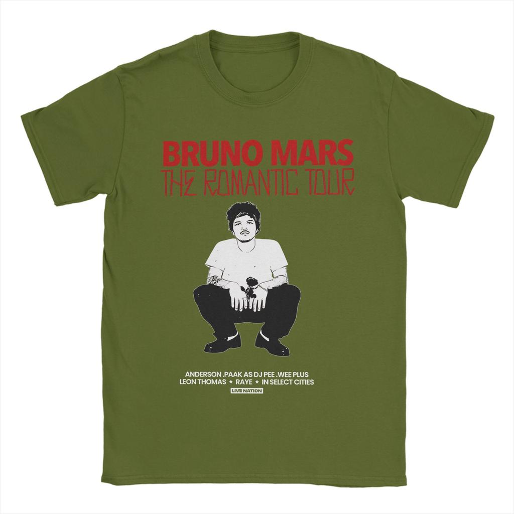Bruno Mars The Romantic Tour TShirt Unisex  Vintage Pure Cotton Tees Round Neck Short Sleeve T Shirts Plus Size Tops
