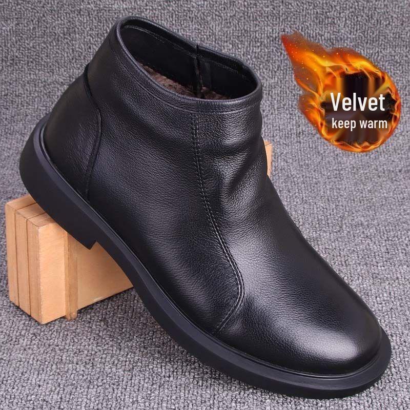

Men s Winter Retro British Style Genuine Leather High-Top Martin Boots Size 38