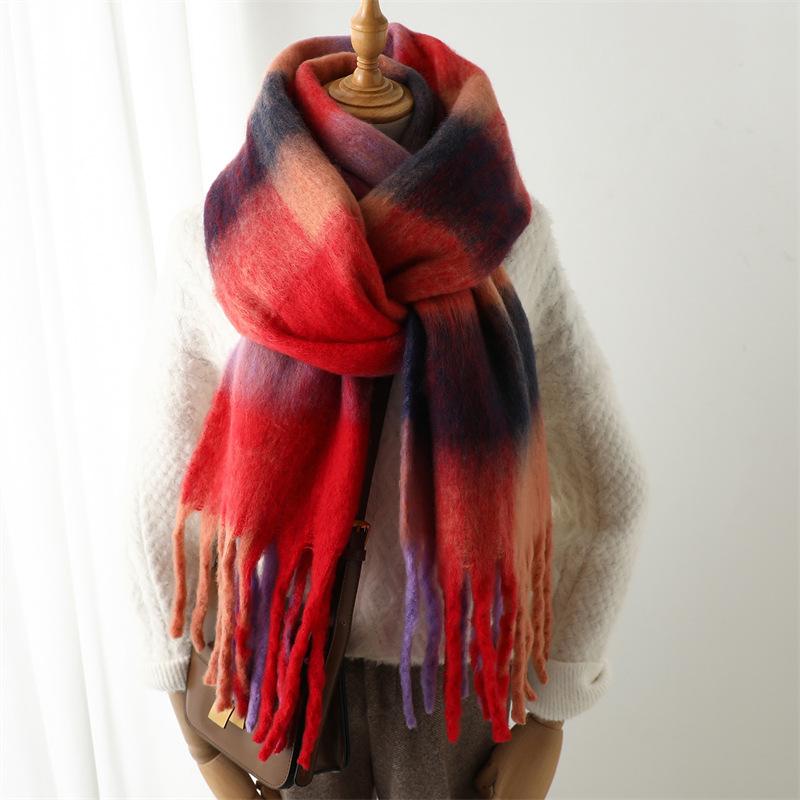 Outono Inverno Cachecol Imitação Cashmere Engrossado Cachecol Quente Homens Mulheres Grade Moda Borla Longos Cachecóis Vintage Xale Pescoço Envoltórios