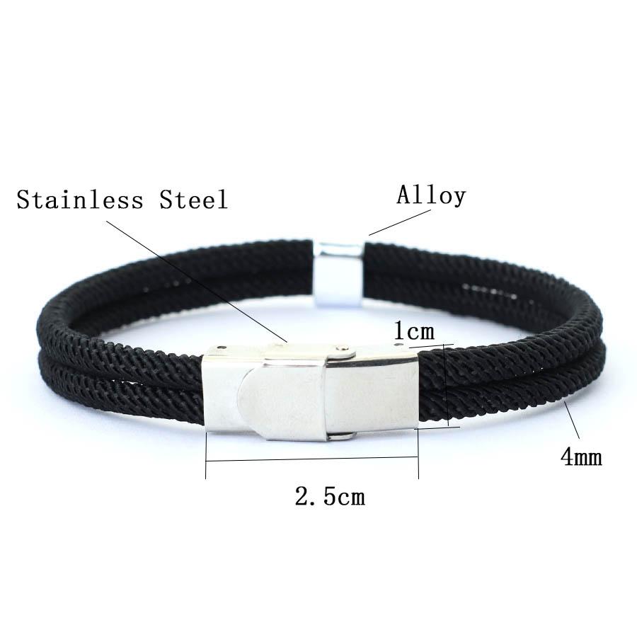 New Handmade Men Rope Bracelet Stainless Steel Buckle Double Layer Thread Nautical Braclet Bangle Hiphop Rock Accessories Homme
