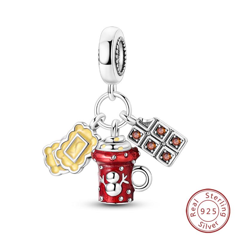 Copper Little Bear Soft Candy Coffee Strawberry Cake Afternoon Tea Charms Beads Fit Qikaola Bracelets Diy Jewelry