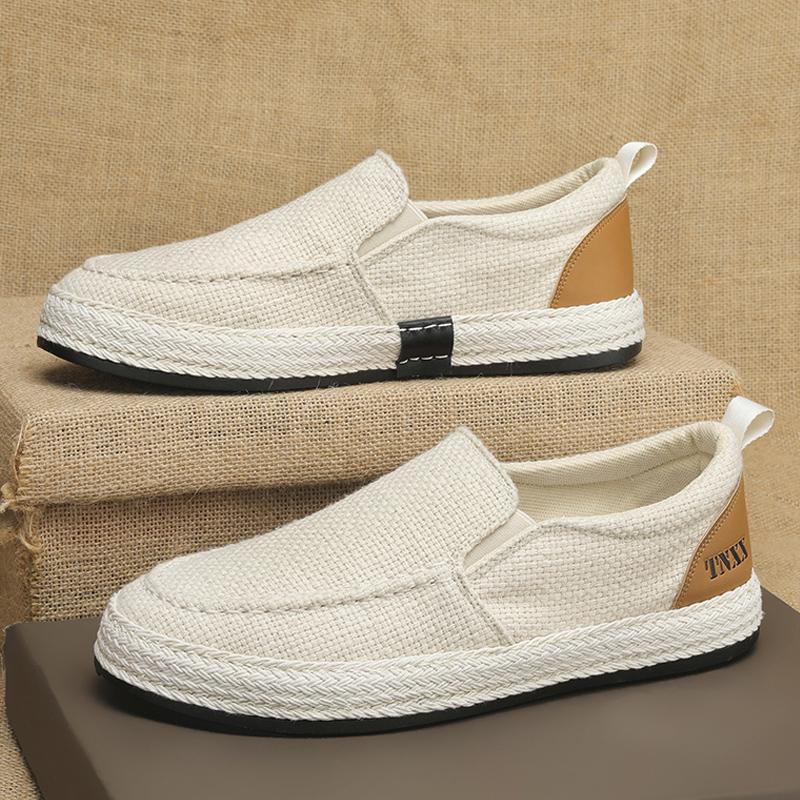 Cloth shoes linen breathable casual board shoes young people lazy shoes tide soft sole driving canvas shoes