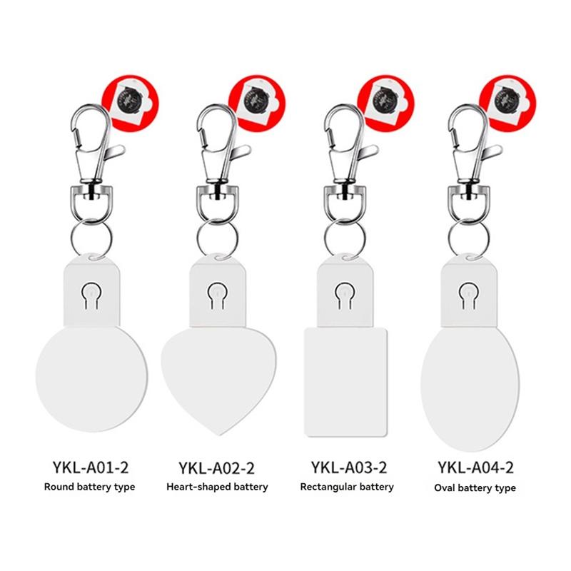 M-Modern-4PCS LED Sublimation Blank Keychain Acrylic Lighted Transfer DIY Crafts Fall Thanksgiving Christmas Keychain Gift Round