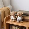 2Pcs Cartoon Couple Bear Resin Figurine, Handmade Sitting Standing Bear Statue, Vintage Animal Sculpture Table Ornament for Home, Office