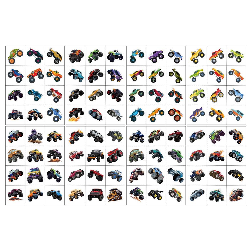 96 Stickers Big Car Tattoo Stickers Car Children Cartoon Party Face Stickers Gifts Premium Stickers