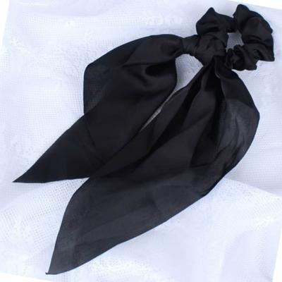 Gopchang Haargummi Schwarzes Schleifen-Haargummi Dickes Half-up Haaraccessoire