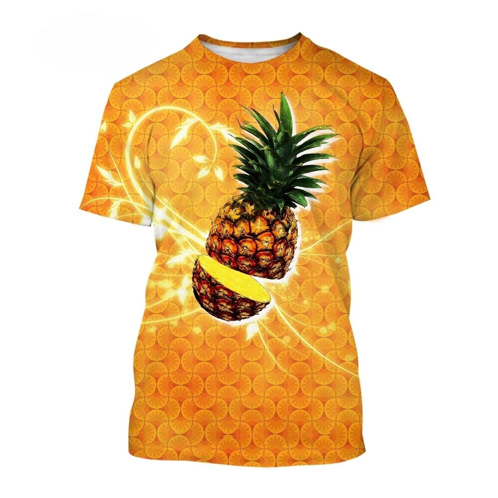 T-Shirt per Ragazzi Casual Cartone Animato Frutta Ananas Stampa Tridimensionale T-Shirt Abbigliamento da Esterno per Bambini Vestiti per Bambini