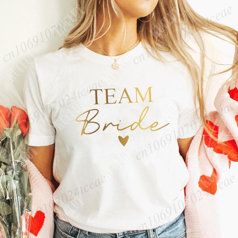 Bridal Shower Shirt for Women, Team Bride Squad Bachelorette Party Tops, Bridesmaid T-shirt, Wedding Fashion Clothes for Girls